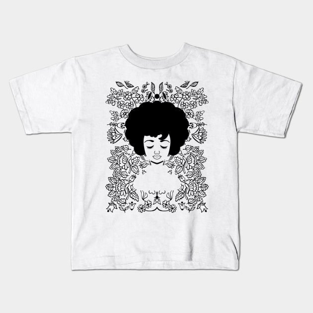 Line of Flowers Kids T-Shirt by tabithabianca